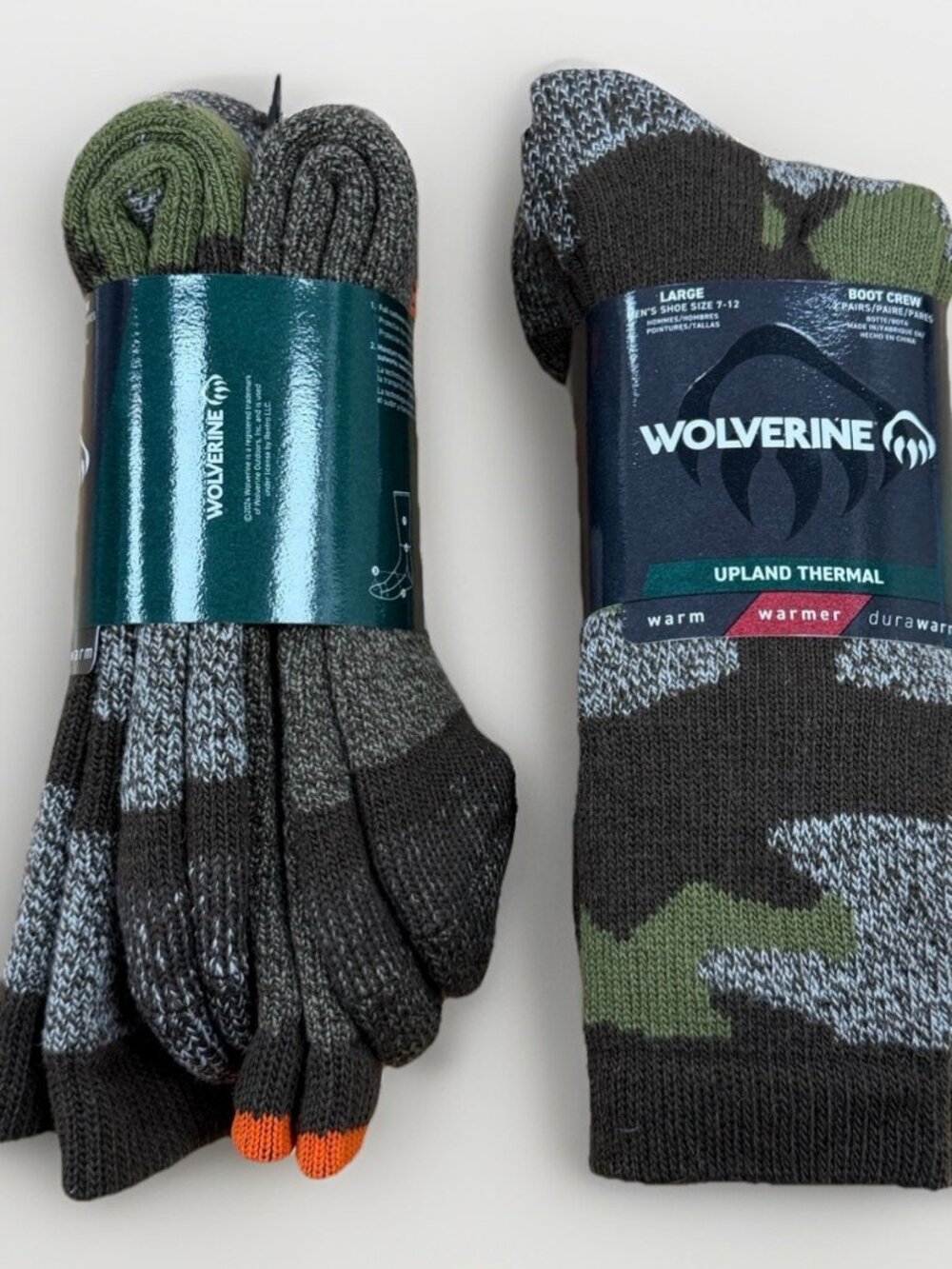 Wolverine Men's Upland Thermal Boot Crew Socks L/7-12 Wool 2 Packs of 2/4 Pairs